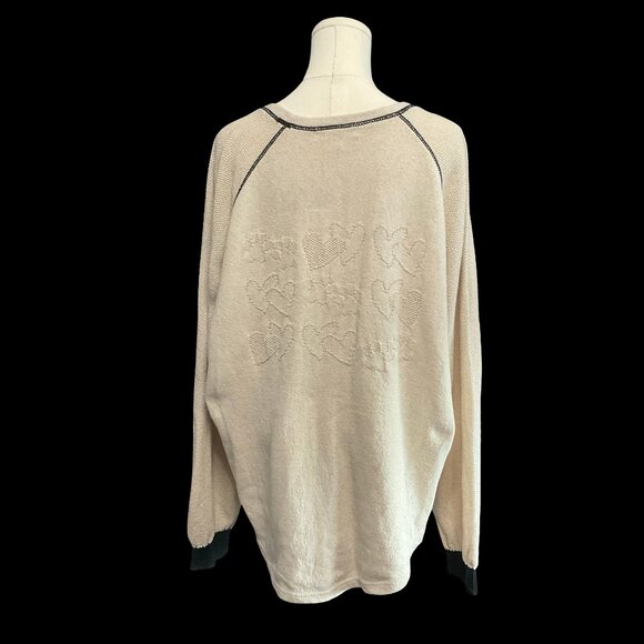 Beige/Black Knit Sweater w/ Paw Print Graphic - Picture 2 of 5